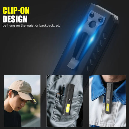 Rechargeable LED Handheld Flashlight 600LM Powerful Mini COB Flashlight Outdoor Camping Fishing Flashlight Pen Clip Lantern