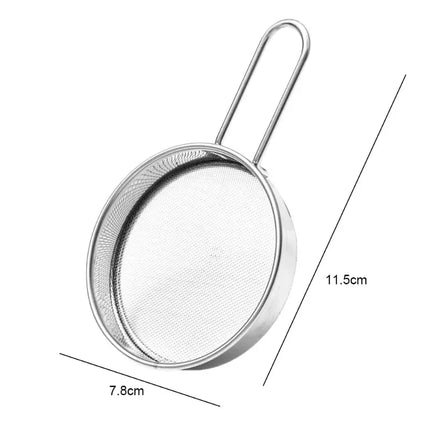 Stainless Steel Flour Sieve Fine Mesh Strainer Baking Flour Sifter with Handle Handheld Coffee Powder Mesh Sieve Baking Tools