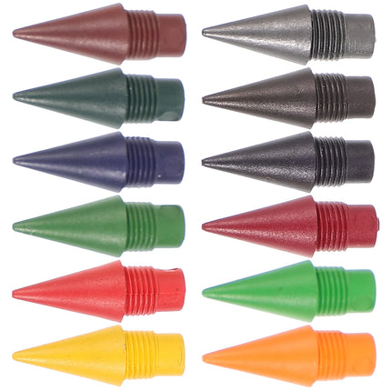 12 Pcs Colored Pencil Heads Everlasting Refill Infinite Replaceable Nibs Writing Supplies Students Artists School Office Pens