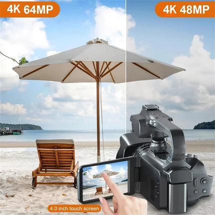 4K HD Video Cameras for Photography 64MP WiFi Livestream Webcam Camcorder 18X Digital Zoom Vlog Recording Camera for YouTube