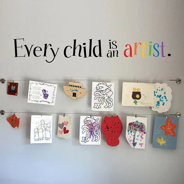 Colorful Every Child Is An Artist Wall Stickers Rainbow Motivational Slogan Wall Decals Classroom Bedroom Living Room Home Decor