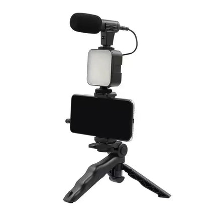 Smartphone Vlogging Kit With Tripod Phone Holder Mini Microphone LED Fill Light Starter For TikTok Live Stream Video YouTube