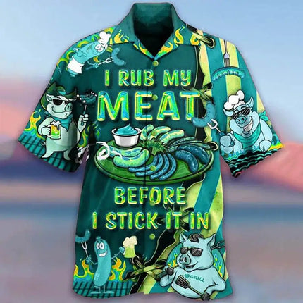 2024 New Summer Men's Beach Shirt Cartoon Fruit 3D Printed Cuban Collar Short Sleeve Hawaiian Vacation Top Large Size Affordable