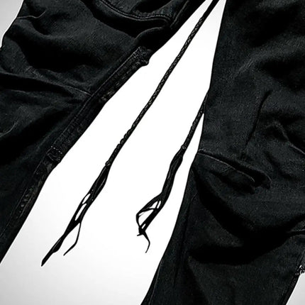 Ifsixwasnine Vision Washed Striped Lace-Up Slim-Fit Pull Jeans