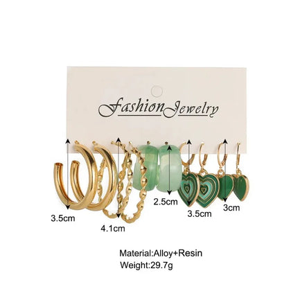 Green Butterfly Heart Dangle Earring Set for Girls Acrylic Gold Color Pearl Set Ear Rings 2023 New Fashion Jewelry Gifts