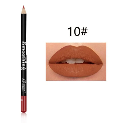 12 Color Nude Matte Lipstick Pencil Long-lasting Waterproof Lip Pencil High Pigmented Lip Liner Lips Makeup Tool Lip Contouring