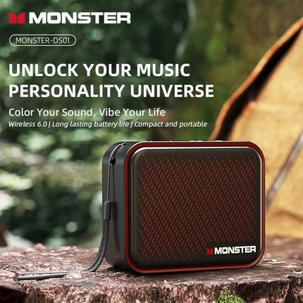 Monster DS01 Outdoor Portable Wireless Speaker BT V6.0 IP67 Waterproof 1500mAh High Fidelity Mini Subwoofer Customized Acoustics