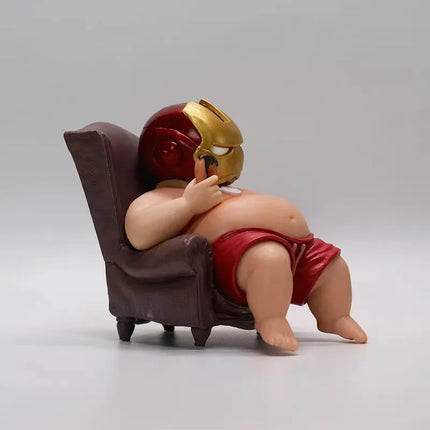 Marvel Avengers Deadpool Iron Man Fat Boy Figure Cute Collection Desktop Car Ornament Decoration Children Toys Gifts