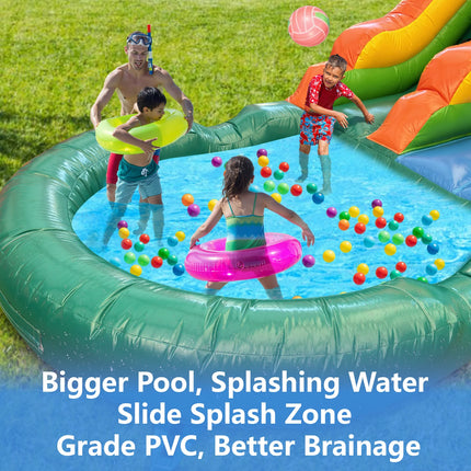 21ft Portable Jungle Water Slide for Kids Thickened Commercial PVC Inflatable Play Center Outdoor Backyard Lawn Summer Swimming Pool Birthday Party (without Blower)