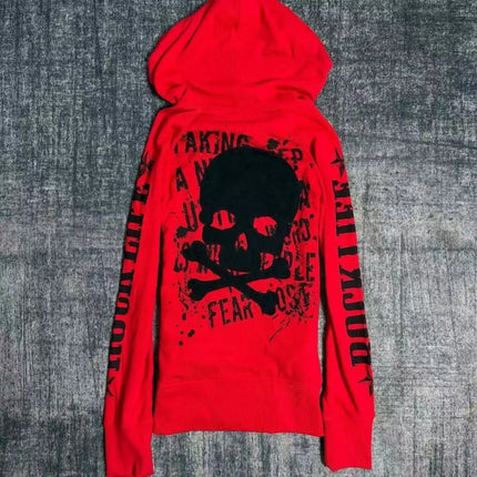 Winter Coat Y2k Hoodies Print Gothic Hooded Zip-Up 2000s Streetwear High Street Hooded Sweatshirt Hip Hop Fashion Punk Harajuku