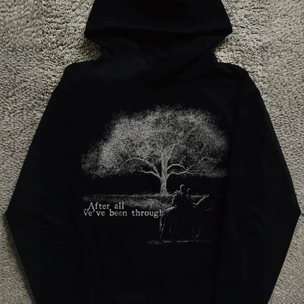 Summer New Printed Pocket Less Sweatshirt Long Sleeved Pullover Hoodie Retro Jacket Street Wear Y2K