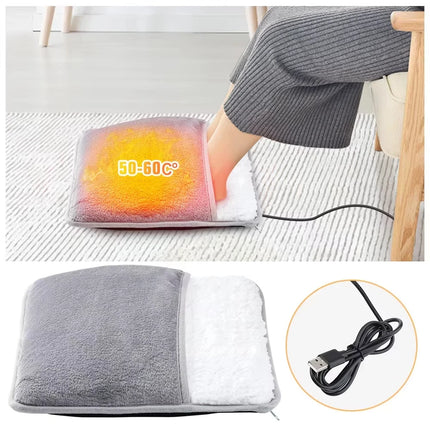 Foot Warmer USB Electric Heating Pad Soft Plush Warm Foot Cover Thermal Heater for Home Bedroom