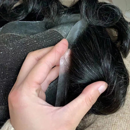 Men Capillary Prosthesis Swiss Lace PU Man Toupee Real Human Hair Wig Breathable Lace Inviible PU Natural Human Hairpiece Topper