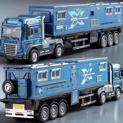 Large Alloy Travel Sound and Light RV Model Simulation Sound and Light Truck Toy Off-road Container Truck Toy Children's Gift ﻿