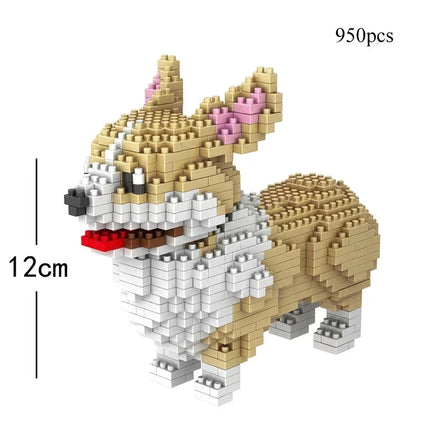 KNEW BUILT Dog Model Mini Building Block Toys Set for Kid Boy Girls Adult Beginner Teddy Hughes Corgi Collie Pet Style Bricks