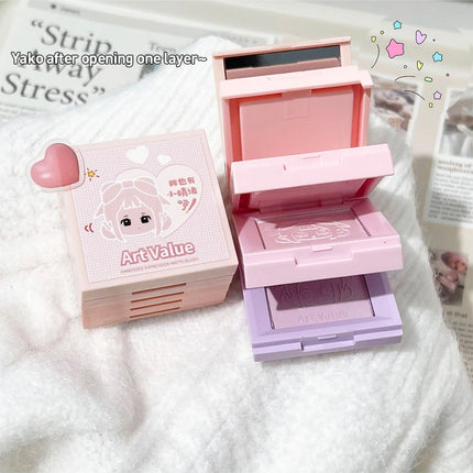 4-in-1 Embossed Matte Blush Makeup Palette Nude Eyeshadow Cheek Blusher Contouring Four-layer All-in-one Box Brightening Makeup