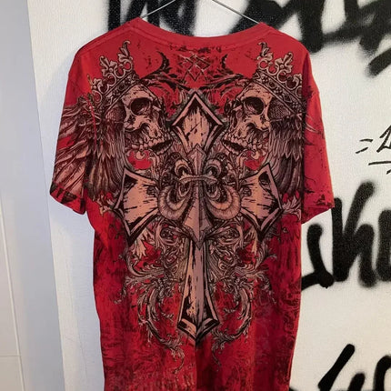Affliction Long sleeved T shirt Y2K Vintage Round Neck Oversized T shirt New  Mens Womens Casual Gothic Clothing Tops Streetwear