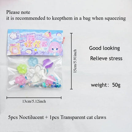 Luminous Cat Paw Squishy Fidget Toy Stress Relief Relax Toys Sticky Decompressing Pinching Cat Claw Soft Squeeze Toys for Kids