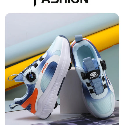 Kids Two Wheels Roller Skating Shoes with Light Magic Stick Walking Shoes, Detachable Wheels Roller Skate Shoes for Teenagers