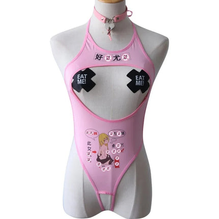 Sexy Porno Open Crotch Bodysuit Erotic Lingerie Japanese-style Uniform Cosplay SM Exposing Breasts Bodysuit Set Sexy Costume