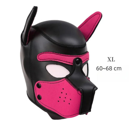 BDSM Leather Bondage Restraints Straps with Luxe Puppy Cosplay Dog Mask Hood for Fetish Slave Binding Erotic Costume