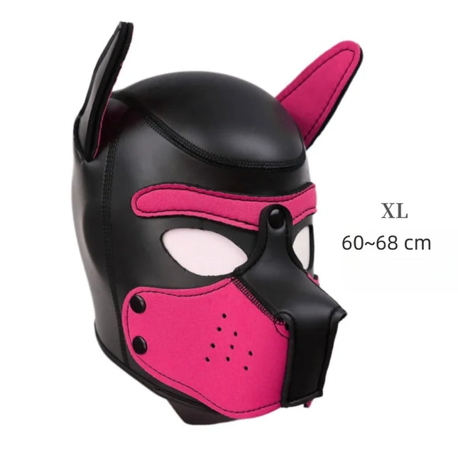 BDSM Leather Bondage Restraints Straps with Luxe Puppy Cosplay Dog Mask Hood for Fetish Slave Binding Erotic Costume