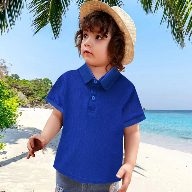 Baby Boys POLO Shirts Kids Short Sleeved T-shirt 2026 New Summer Solid Lapel Tops Toddler Boy Clothes 18M-6Y Children Clothing