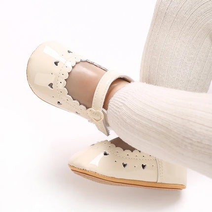 Solid Color Baby Girl Mary Jane Shoes With Soft Rubber Sole Anti Slip Spring And Autumn Princess Shoes Suitable For 0-18M Babies