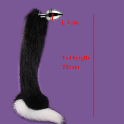 78cm Red Long Fox Tail Anal Plug Metal Butt Plug Prostate Massager Erotic Cosplay Accessories Adult Novelty Sex Toys For Couples