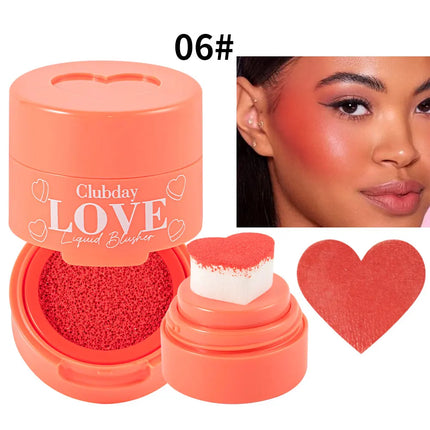 Heart Shaped Blush Stick with Sponge Head Stamp Design Waterproof and Sweat Proof to Modify Cheeks to Be Naturally Rosy