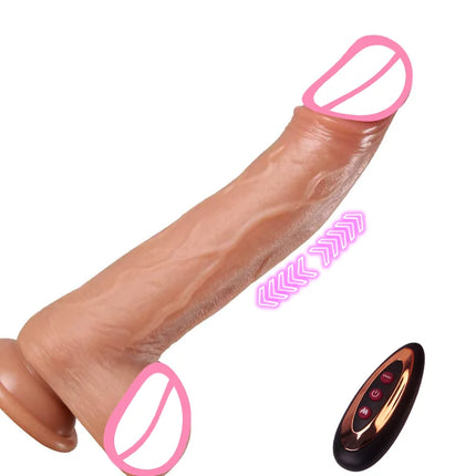 1pc 8.6inch Thrust Realistic Dildo Vibrator With 10 Telescopic And 10 Vibration Modes With Heating, Silicone Soft Realistic Remote Control Adult Sex Toy For G-spot Vibration Stimulation With Powerful Suction Cup