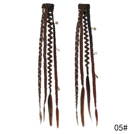 Synthetic Fiber Handmade Mixed-Color BB Clip-in Box Braid Hairpiece Extension 16/20inch 2 PCS Braiding Hair Ponytail Extensions