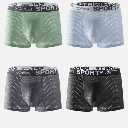 4pcs Summer Mesh Men Boxer Underwear Quick Dry Panties Man Boxer-briefs Breathable XL XXL 3XL 4XL Male Shorts Mens Undershorts