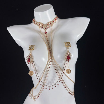 Sexy Ruby Bell Nipple Clip All-in-One Erotic Nipple Chains 5 Sizes of Butt Plugs Breast Stimulation Sexy Accessories SM Sex Toy
