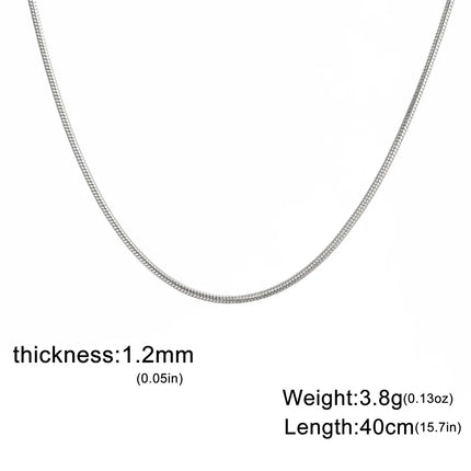 My Shape Round Snake Chain Necklace for Women Men Stainless Steel Link Chain 0.9mm 1.2mm 2mm Chains Choker Fashion Jewelry Gifts