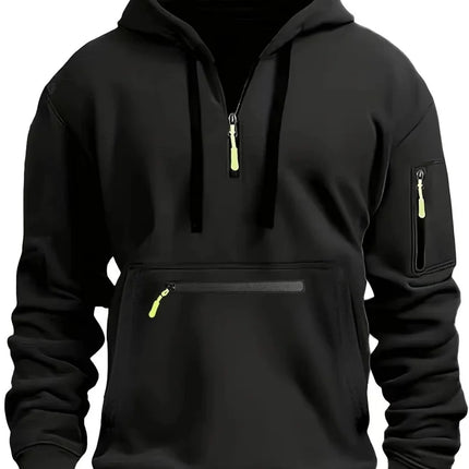 Men's hoodie with armor Men Sweatshirts Spring Thicker Pullover Half Zipper Pullover Male Hoody Sports Autumn Solid Color Coat