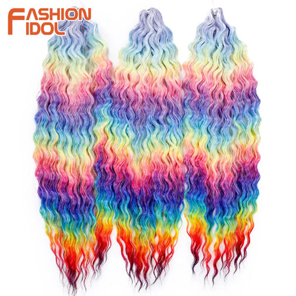 22 inch Curl Hair 300g/3pcs Water Wave Twist Crochet Hair Synthetic Braid Hair Ombre Blonde Deep Wave Braiding Hair Extensions