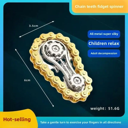 Sprocket Flywheel Flywheel Flying Top Flying Disk Anti-Anxiety Ornaments Metal Bicycle Chain EDC Rotating Flying Disk Adult Toy