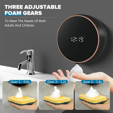 Electric Automatic Soap Dispenser Foaming Hand Free Wall Mount LED Temperature Digital Display for Bathroom Kitchen