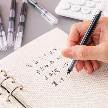 10Pcs Straight Liquid Writing Gel Pens Quick-drying Large-capacity Black Blue Ink For Writing School Office Stationery Supplies