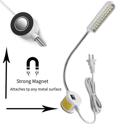 LED Sewing Machine Lamp 360 Flexible Adjustable Gooseneck Work Lamps Industrial Lights with Magnetic Base for Workbench New 2024