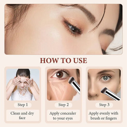 Under-Eye Concealer Brightening Evens Skin Tone Moisturizing Transparent Long-Lasting Easy to Blend for Natural Daily Makeup