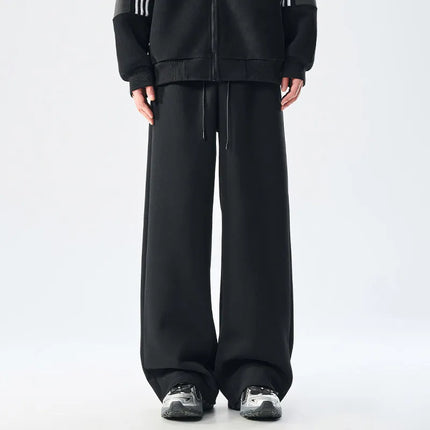 DUKEEN Men’s 400g Heavyweight Straight-Leg Sweatpants Cotton Blend Wide Fit Casual Sports Pants for Spring Autumn
