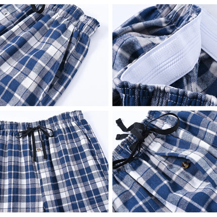 3Pcs Men's 100% Cotton Plaid Pajama Sleeping Pants, Long Plaid Print Sleepwear Pajama Pants with Elastic Waist Homewear