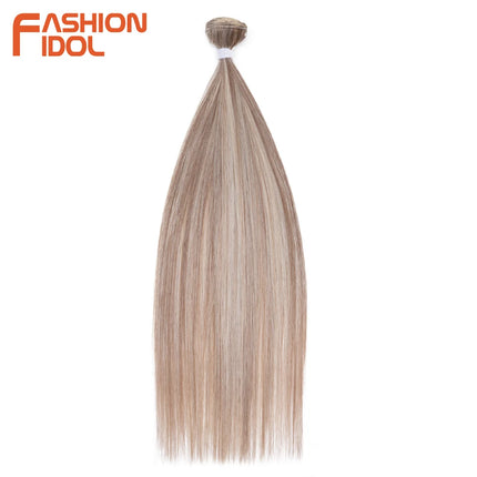 FASHION IDOL 26 inch Yaki Straight Hair Extensions Salon Synthetic Hair Bundles High Temperature Fiber Ombre Blonde Fake Hair