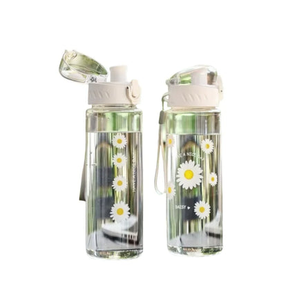 780ml Daisy Flower Plastic Water Bottle Sports Transparent Water Bottle Portable Gym Travel Clear Leakproof Drinking Bottle