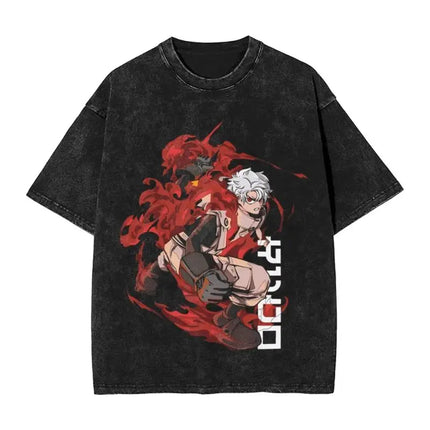 Harajuku Vintage T Shirts Hot Sale Gachiakuta Washed T-Shirt Anime Y2K Fun Casual T-Shirt O-Neck Fashion T-Shirt Loose Oversized