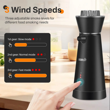 BORUiT Smoke Infuser Food Drink Cold Smoke Generator Bar Portable Molecular Cuisine Smoking Gun Meat Burn Cooking for BBQ Food