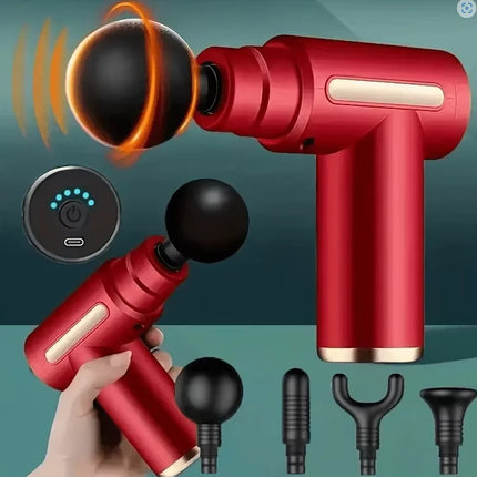1pc Powerful Cordless Massage Gun with LED Display - Deep Tissue Muscle Relaxer, 4 Interchangeable Heads, 1200mAh Lithium Batter
