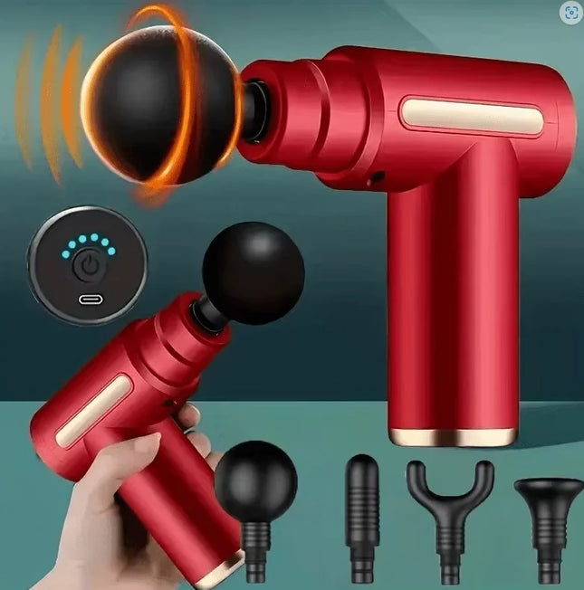 1pc Powerful Cordless Massage Gun with LED Display - Deep Tissue Muscle Relaxer, 4 Interchangeable Heads, 1200mAh Lithium Batter
